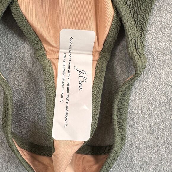 J. Crew Textured Curved Waist Cheeky Bikini Swim Bottom Green Size Small BC050 - Picture 6 of 7